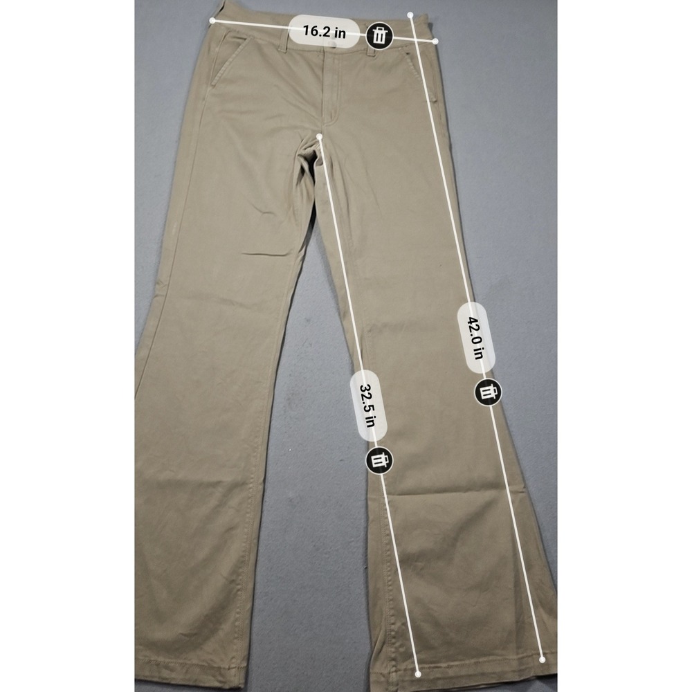 American Eagle Super Stretch Flare Pants Khaki Tan Sz 10 Long - Picture 2 of 7